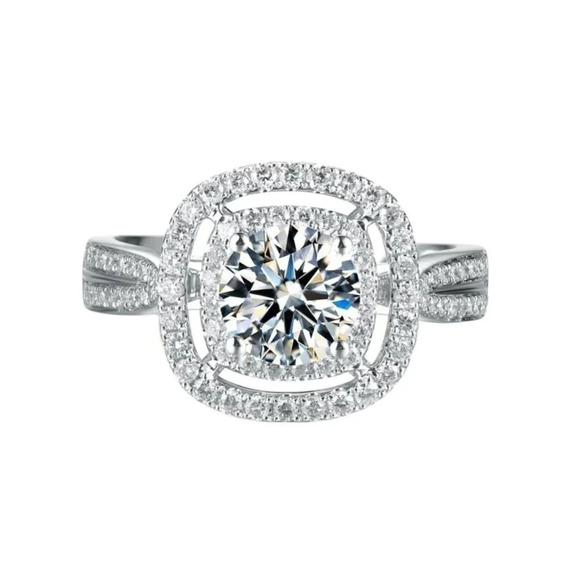 😍Round Zircon Double Layer Square Classic Engagement Ring for Women, L199 - Picture 2 of 8